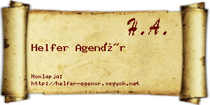 Helfer Agenór névjegykártya
